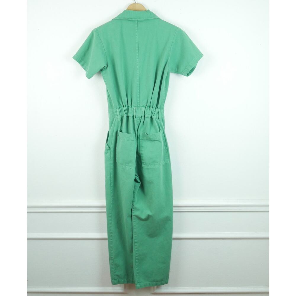 BIG BUD PRESS Short Sleeve Cotton Twill Jumpsuit Light Green USA XS Utility Work - Picture 9 of 10